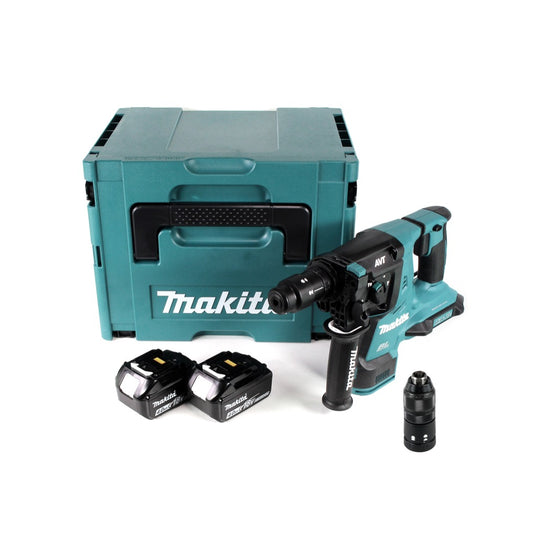 Makita DHR 281 MJ Brushless Akku Bohrhammer 28 mm 2x 18 V für SDS-PLUS mit Schnellwechselfutter im Makpac + 2x 4,0 Ah Akku - ohne Ladegerät - Toolbrothers