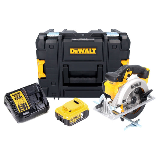 DeWalt DCS 391 P1 Akku Handkreissäge 18 V 165 mm + 1x Akku 5,0 Ah + Ladegerät + TSTAK - Toolbrothers