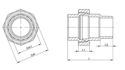 Raccord à vis Springer EN 10226-1 ( 4000000326 ) NPS=1/2″ L 53 mm L1=14 mm L2=15 mm