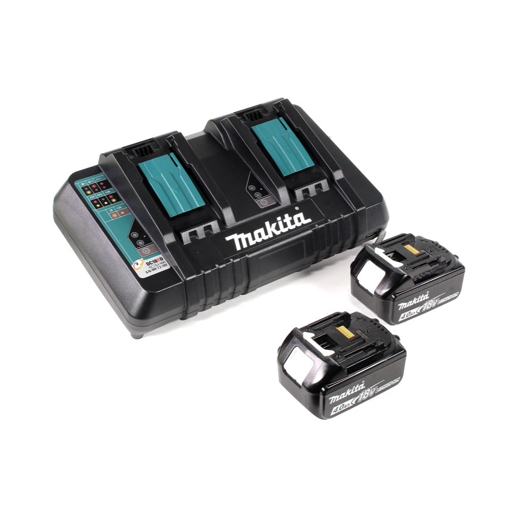 Makita DHR 281 PMJ Brushless Akku Bohrhammer 28 mm 2x 18 V für SDS-PLUS mit Schnellwechselfutter im Makpac + 2x 4,0 Ah Akku + Doppelladegerät - Toolbrothers