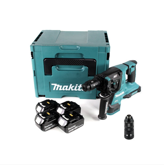 Makita DHR 281 M4J Brushless Akku Bohrhammer 28 mm 2x 18 V für SDS-PLUS mit Schnellwechselfutter im Makpac + 4x 4,0 Ah Akku - ohne Ladegerät - Toolbrothers