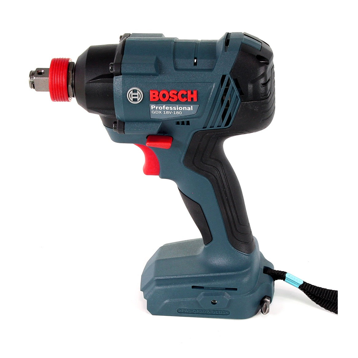 Bosch GDX 18 V-180 Li-Ion Akku Drehschlagschrauber Solo 180 Nm, 1/4" Innensechskant, 1/2" Außenvierkant + Steckschlüssel + 32 tlg. Bit-Set - ohne Akku, ohne Ladegerät - Toolbrothers