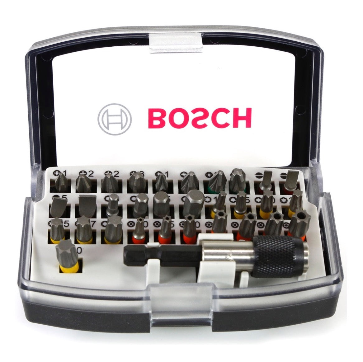 Bosch GDX 18 V-180 Li-Ion Akku Drehschlagschrauber Solo 180 Nm, 1/4" Innensechskant, 1/2" Außenvierkant + Steckschlüssel + 32 tlg. Bit-Set - ohne Akku, ohne Ladegerät - Toolbrothers