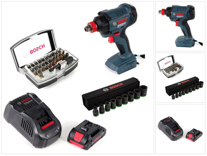 Bosch GDX 18 V-180 Li-Ion Akku Drehschlagschrauber + 1 x 4,0 Ah ProCore Akku + Ladegerät + Steckschlüsselsatz + 32-tlg. Bit-Set - Toolbrothers