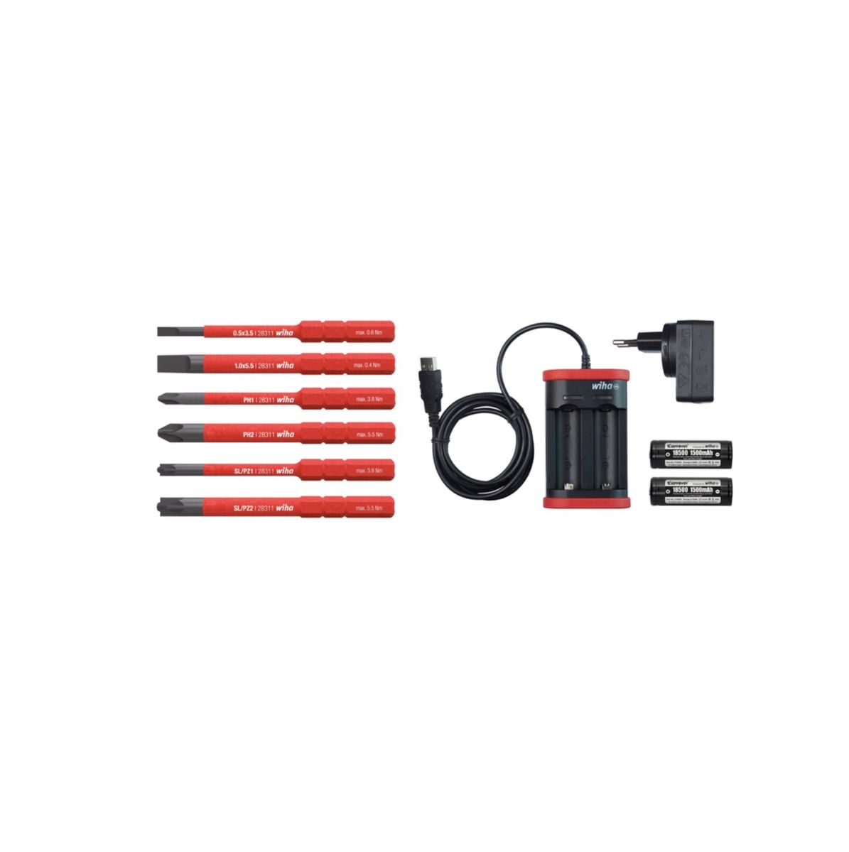 Wiha speedE® elektronischer Schraubendreher Set 1 + L-Boxx + 2x 1,5 Ah Akku + Ladegerät + Bits ( 41911 ) + Easy Torque Adapter ( 41342 ) + Bit Set Torx Satz 6 tlg. ( 42210 ) - Toolbrothers