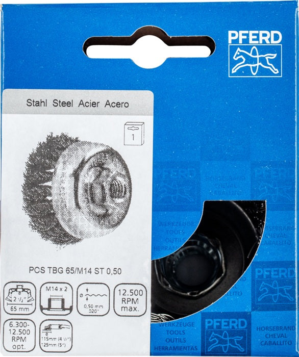 PFERD Topfbürste POS TBG ST ( 8000435482 ) Ø 65 mm M14 Drahtstärke 0,5 mm