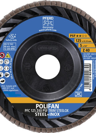 Rondelle dentelée PFERD TRIM STEELOX (8001720482) Ø 125 mm grain 40 conique