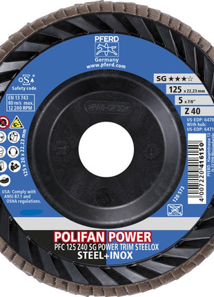 Rondelle dentelée PFERD TRIM STEELOX (8001720488) Ø 125 mm grain 40 PFC / B / T29