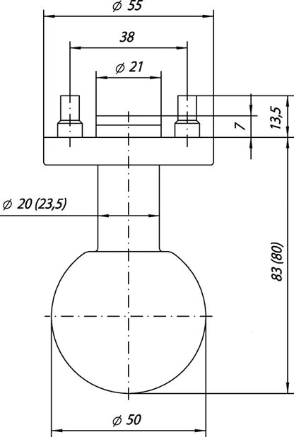 Ogro Feuerschutzkugelknopf OGRO 3548/6500 AL FS ( 3000267128 ) Aluminium F1 Vollblatt