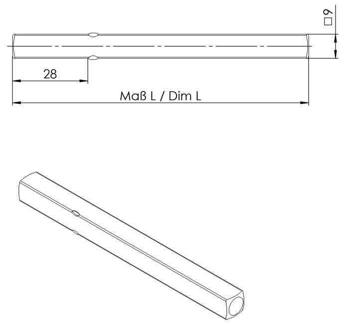 Ogro FS-Drückerstift OGRO 114 PB FS ( 3000267157 ) Vierkant 9 x 110 mm Vollstift