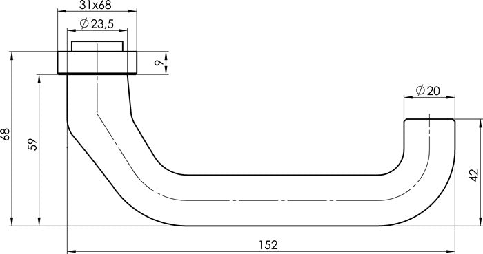 Ogro profil poignée de porte trou partie OGRO 8100V AL (3000267046) aluminium F1 incliné