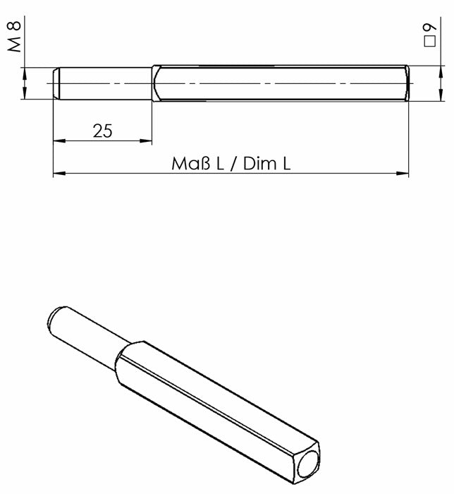 Ogro FS-Wechselstift OGRO 115 FS ( 3000267165 ) Vierkant 9 x 90 mm Vollstift