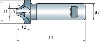 Maykestag Viertelkreisprofilfräser DIN 6518 B Typ N ( 4117802002 ) Radius 1,5 mm Schneidenanzahl 4