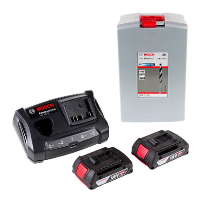 Bosch Professional GSR 18V-21 Akku Bohrschrauber 18V 55Nm + 2x Akku 2,0Ah + Ladegerät + Spiralbohrer Set + Koffer - Toolbrothers