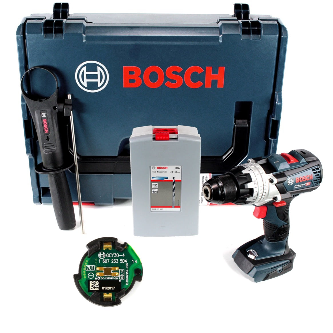 Bosch GSR 18 V-85 C Akku Bohrschrauber 18V 110Nm Solo in L-Boxx mit GCY 30-4 Connectivity Modul + 25 tlg. Spiralbohrer Set - Toolbrothers