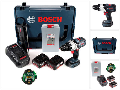 Bosch GSR 18 V-85 C Akku Bohrschrauber 18V 110Nm Solo in L-Boxx mit GCY 30-4 Connectivity Modul und 2x 5,0 Ah Akku + Ladegerät + 25 tlg. Spiralbohrer Set - Toolbrothers