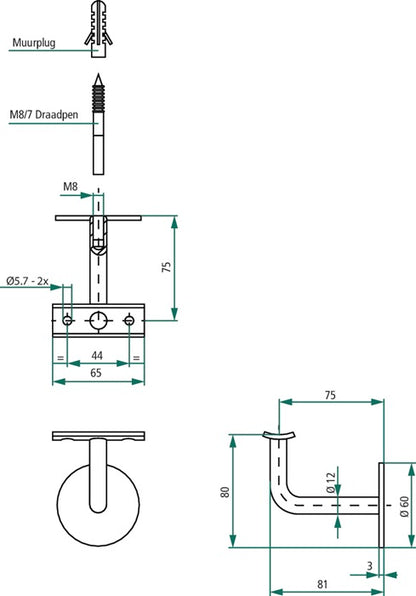 Intersteel Handlaufträger ( 3000210972 ) Edelstahl matt gewölbte Auflage