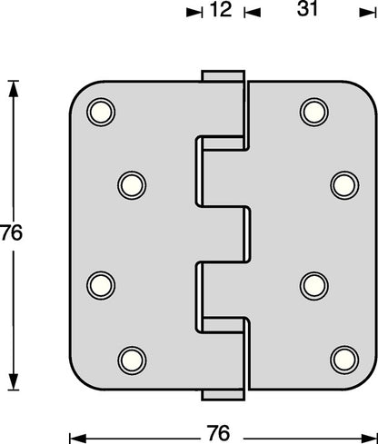 Intersteel Kugellagertürscharnier ( 3000255607 ) Edelstahl abgerundet matt ausziehbarer Stift