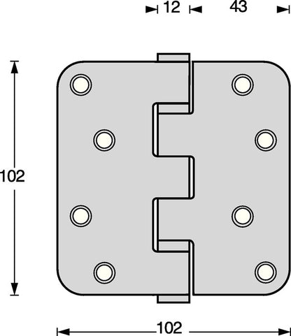 Charnière de porte à roulement à billes Intersteel (3000255609) goupille extensible arrondie mate en acier inoxydable