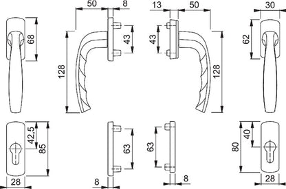 Hoppe ensemble de balcon New York 0810/961N/U10/… (3000203701) aluminium F9016 carré 7 mm