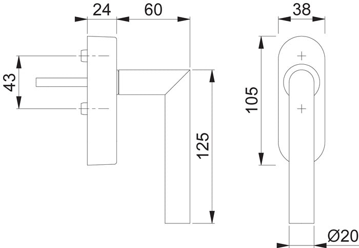 Hoppe Fenstergriff Amsterdam E0400/FR-408 ( 8000460411 ) Edelstahl 20-30 mm eFenstergriff