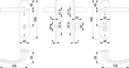 Hoppe Kurzschildgarnitur Tôkyô 1710/273KP ( 3000252600 ) Aluminium F1 Drückergarnitur