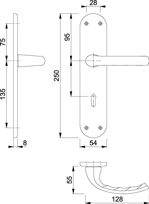 Hoppe Renovationsgarnitur Tôkyô 1710/3334 ( 8000348502 ) Aluminium F1 Entfernung 72 mm