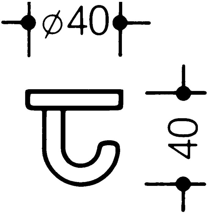 HEWI Einzelhaken 477.90.040 ( 3000206801 ) Unterkopfhaken Ausladung 40 mm Höhe 40 mm Ø 40 mm