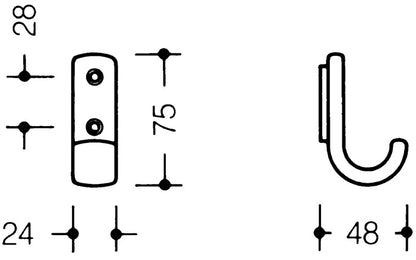 Patère HEWI 477.90.060 (3000206869) saillie simple 47 mm hauteur 72 mm