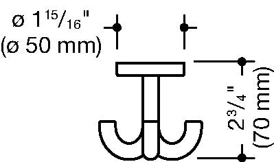 HEWI Handtuchhaken 477 ( 8000645220 ) drehbar Höhe 70 mm Breite 75 mm 90 tiefschwarz Ø 50 mm