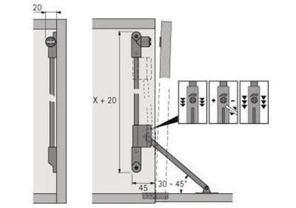 Hettich support d'abattant classic D avec gobelet magnétique (8000609144) acier nickelé, longueur 290 mm