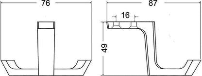 Hermeta Decken-Mantelhaken 0200 ( 3000283277 ) zweifach Ausladung 87 mm Höhe 49 mm