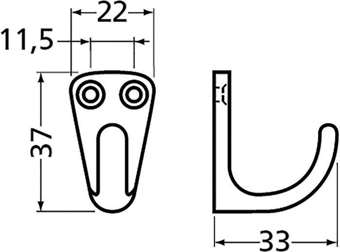 Hermeta Handtuchhaken 0553 ( 3000283279 ) 1 Haken Höhe 37 mm Ausladung 33 mm