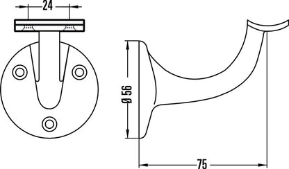 Hermeta Handlaufträger 3505 ( 3000283332 ) Aluminium silberfarbig eloxiert gewölbte Auflage