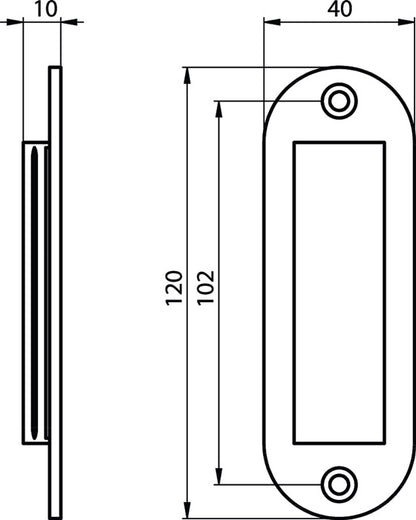 Hermeta Schiebetürmuschel ( 3000283375 ) Aluminium schwarz pulverbeschichtet oval Länge 120 mm Breite 40 mm