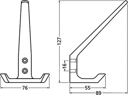 Hermeta Huthaken 0032 ( 3000283322 ) 2 Haken Ausladung 89 mm Höhe 127 mm