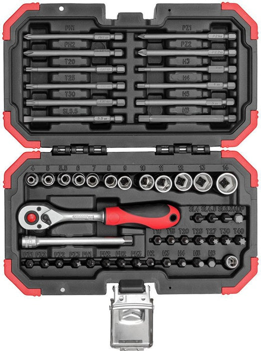 Gedore RED Bit-/Steckschlüsselsortiment R33003051 ( 8002654118 ) 51-teilig 1/4 ″ Anzahl Zähne 72