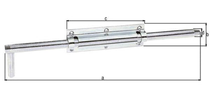 GAH Alberts Bolzen-Stangenriegel ( 8002910407 ) Länge 400 mm Breite 57 mm Stahl Ausschub 120 mm