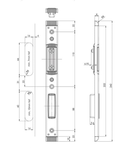 FUHR Schließteil 59046 ( 3000254348 ) Falle/Riegel links / rechts silberfarbig