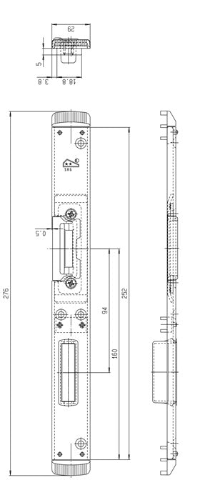 Pièce de verrouillage FUHR (3000254358) loquet/pêne droit argenté