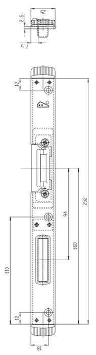 Pièce de verrouillage FUHR (3000254359) loquet/pêne à gauche, argent