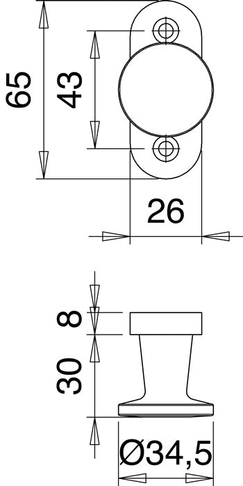 EDI Hebetürknopf ( 3000261202 ) Aluminium F2 / neusilberfarbig