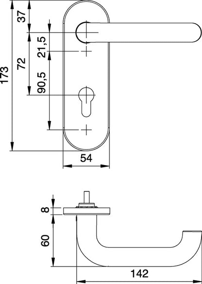 EDI Feuerschutzgarnitur Targa/K FS 103/103 AP ( 3000261391 ) Aluminium F1 D/D DIN links / rechts