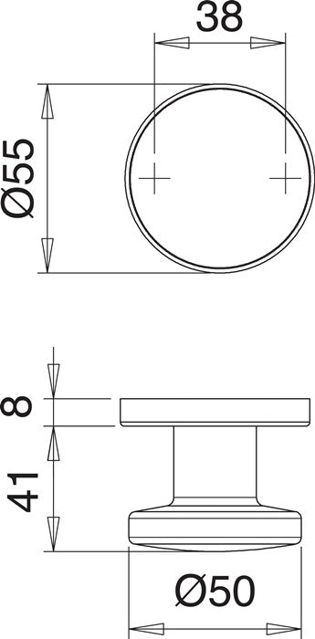 Bouton de porte EDI K7/050/02 (3000261373) bouton droit en acier inoxydable F00