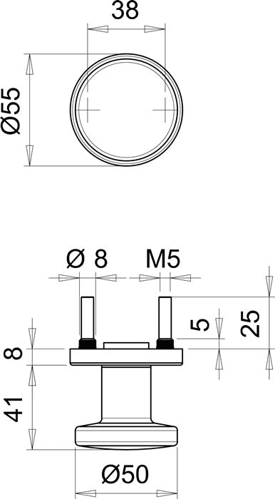 Bouton de porte EDI K7/052/01 (3000261372) bouton droit F00 en acier inoxydable