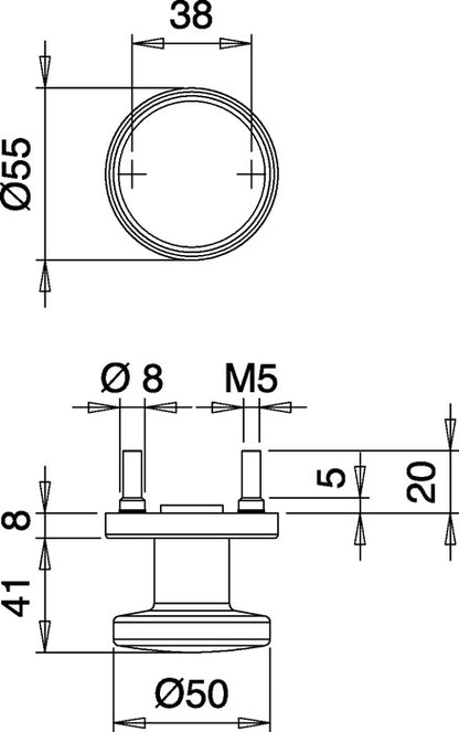 EDI Türknopf K7/052/02 ( 3000261371 ) Edelstahl F00 gerader Knopf