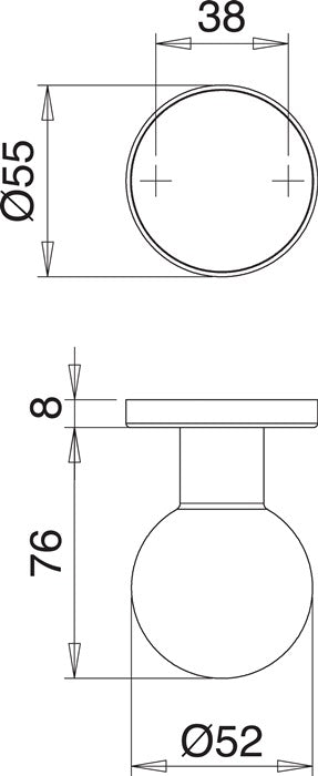 Bouton de porte EDI K5/050/02 (3000261376) bouton à bille F00 en acier inoxydable