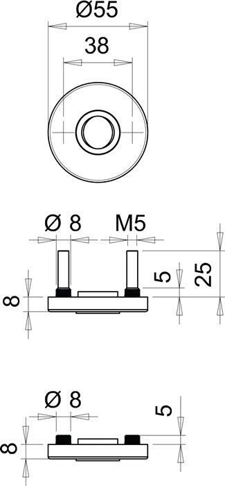 Rosace de poignée EDI 051 (3000261366) acier inoxydable F00 ronde