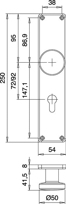 Panneau de rénovation bouton EDI 344 H (3000261364) inox EST 92 mm PZ