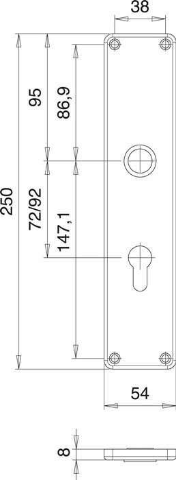 Paire de panneaux de rénovation EDI 220 H (3000261361) acier inoxydable F00 distance 92 mm